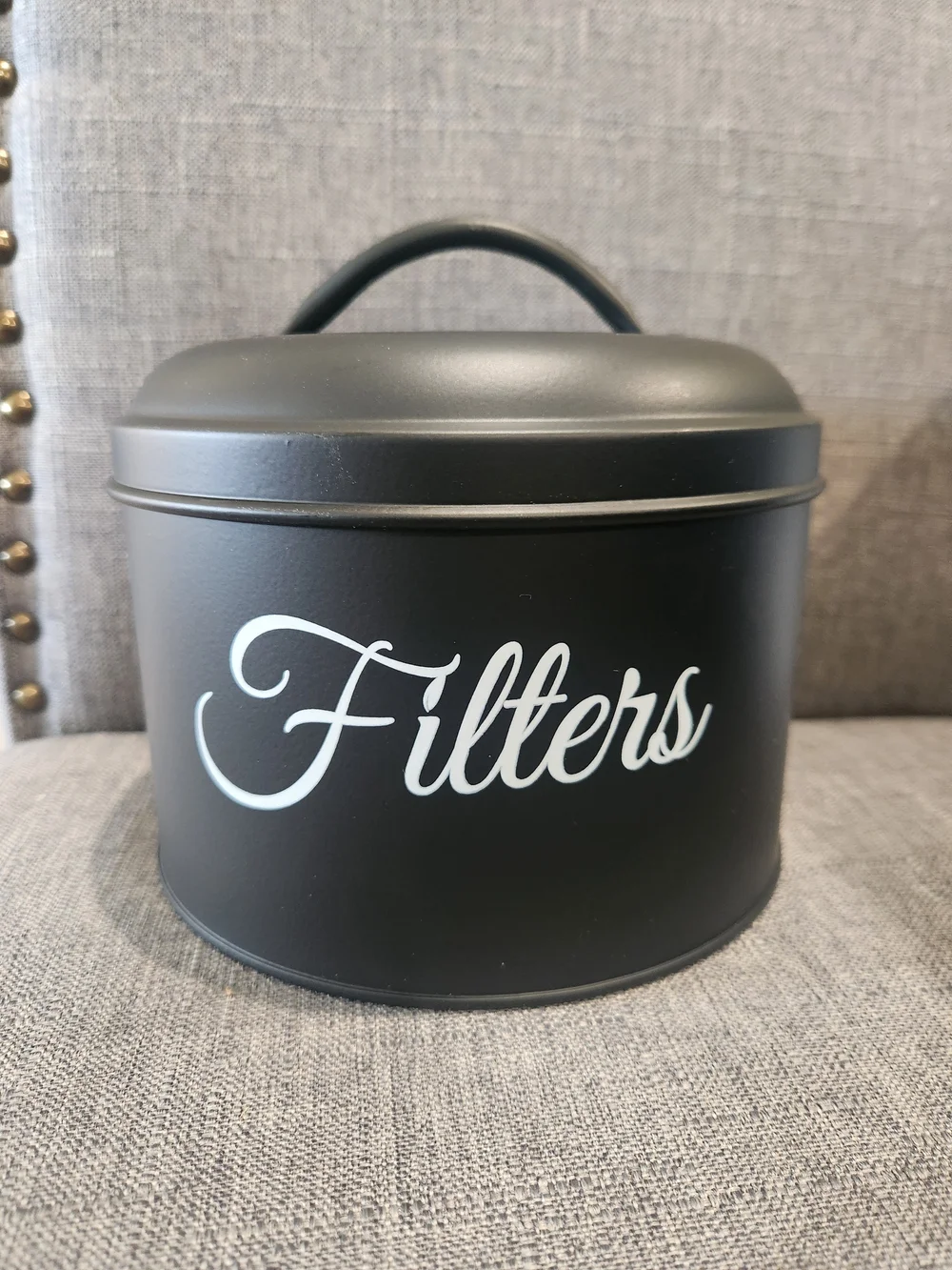Matte Black Coffee Filter Storage Canister with Handle